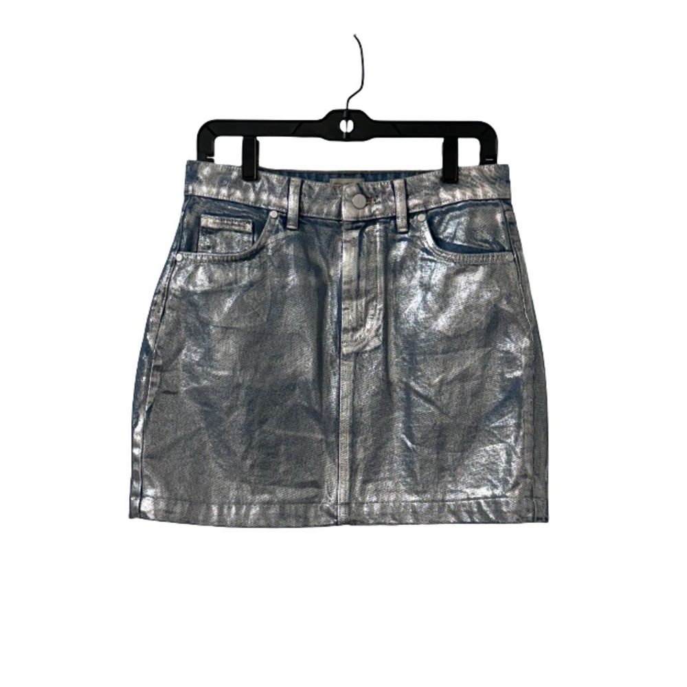 Pilcro Silver Metallic Mini Skirt
